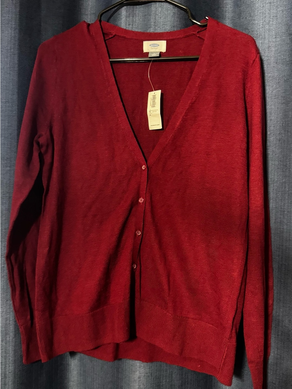Old Navy Crimson Red V-Neck Button Front Cardigan